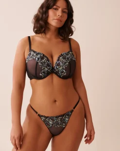 Adjustable Embroidered Mesh String Panty String