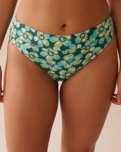 Clearance Recycled Fibers Mid Waist Brazilian Bikini Bottom A Splashing Escape|Eco-conscious Swimwear