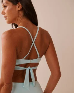 Clearance Recycled Fibers Crossed Push-up Bikini Top A Splashing Escape|Eco-conscious Swimwear