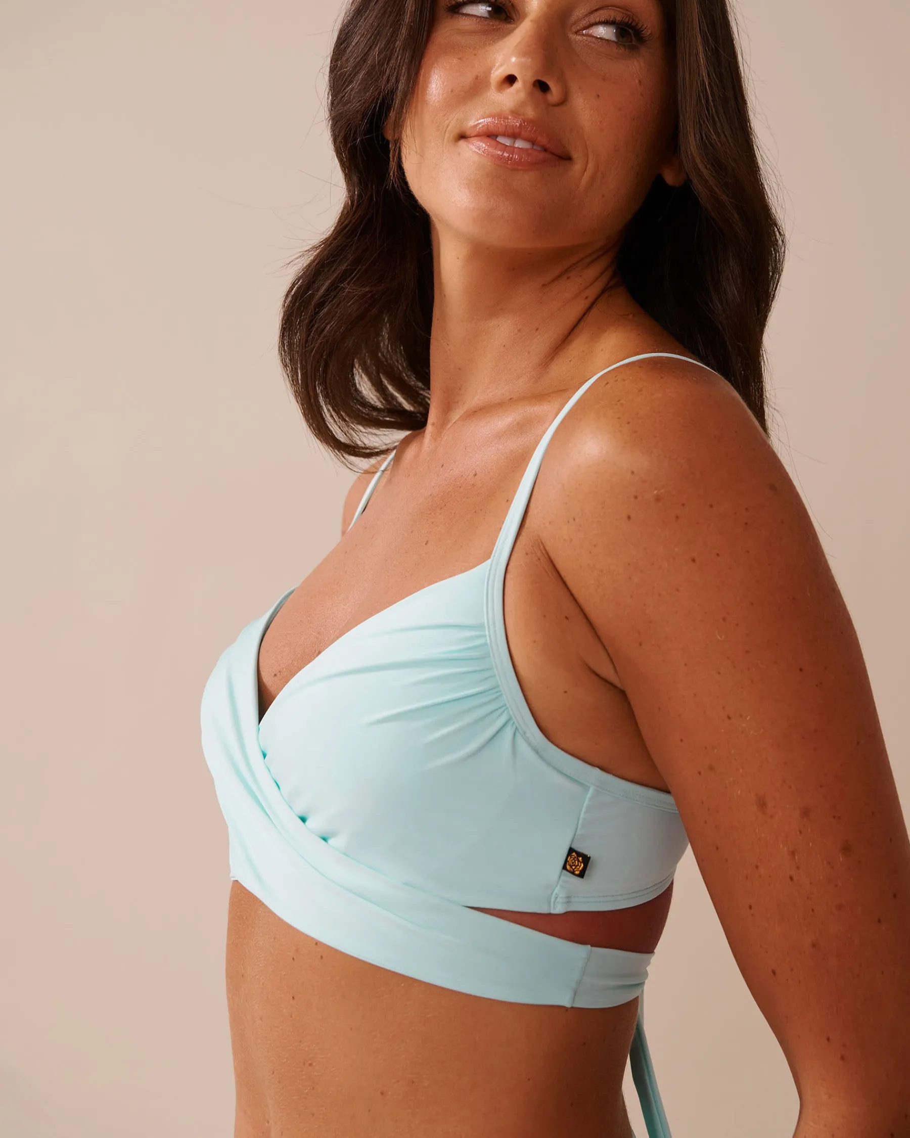 Clearance Recycled Fibers Crossed Push-up Bikini Top A Splashing Escape|Eco-conscious Swimwear