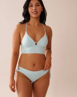 Discount Recycled Fibers Longline Triangle Bikini Top A Splashing Escape|Eco-conscious Swimwear