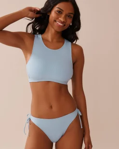 Ribbed High Neck Bralette Bikini Top Texture Play|A Splashing Escape