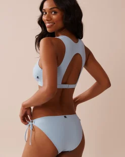 Ribbed High Neck Bralette Bikini Top Texture Play|A Splashing Escape