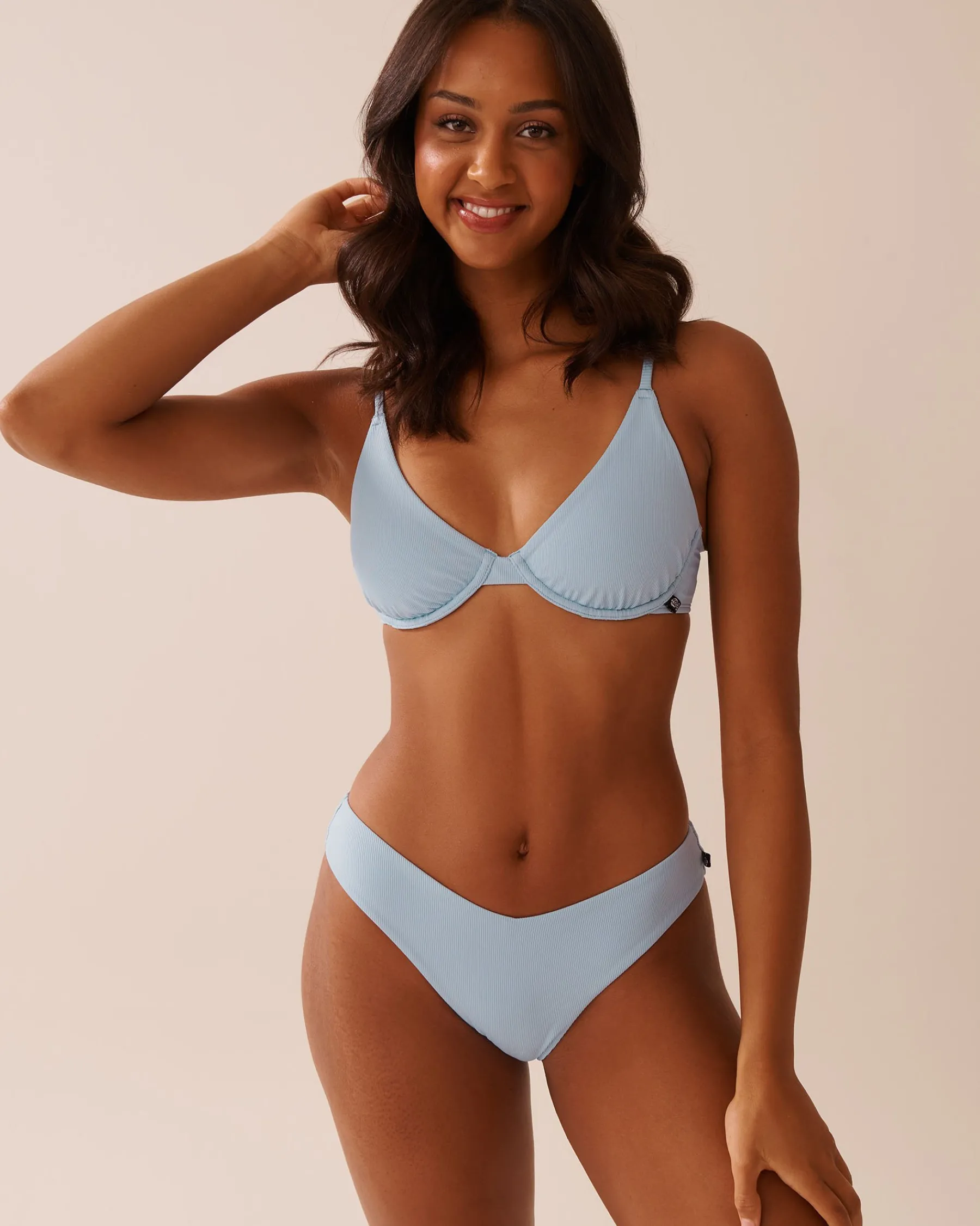 Online Ribbed Triangle Bikini Top Texture Play|A Splashing Escape