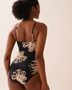 Square Neck One-piece Swimsuit On Neutral Ground|One-pieces