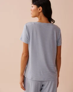 Discount Blue Stripe Super Soft T-shirt The Peachy Dream Collection|Tops