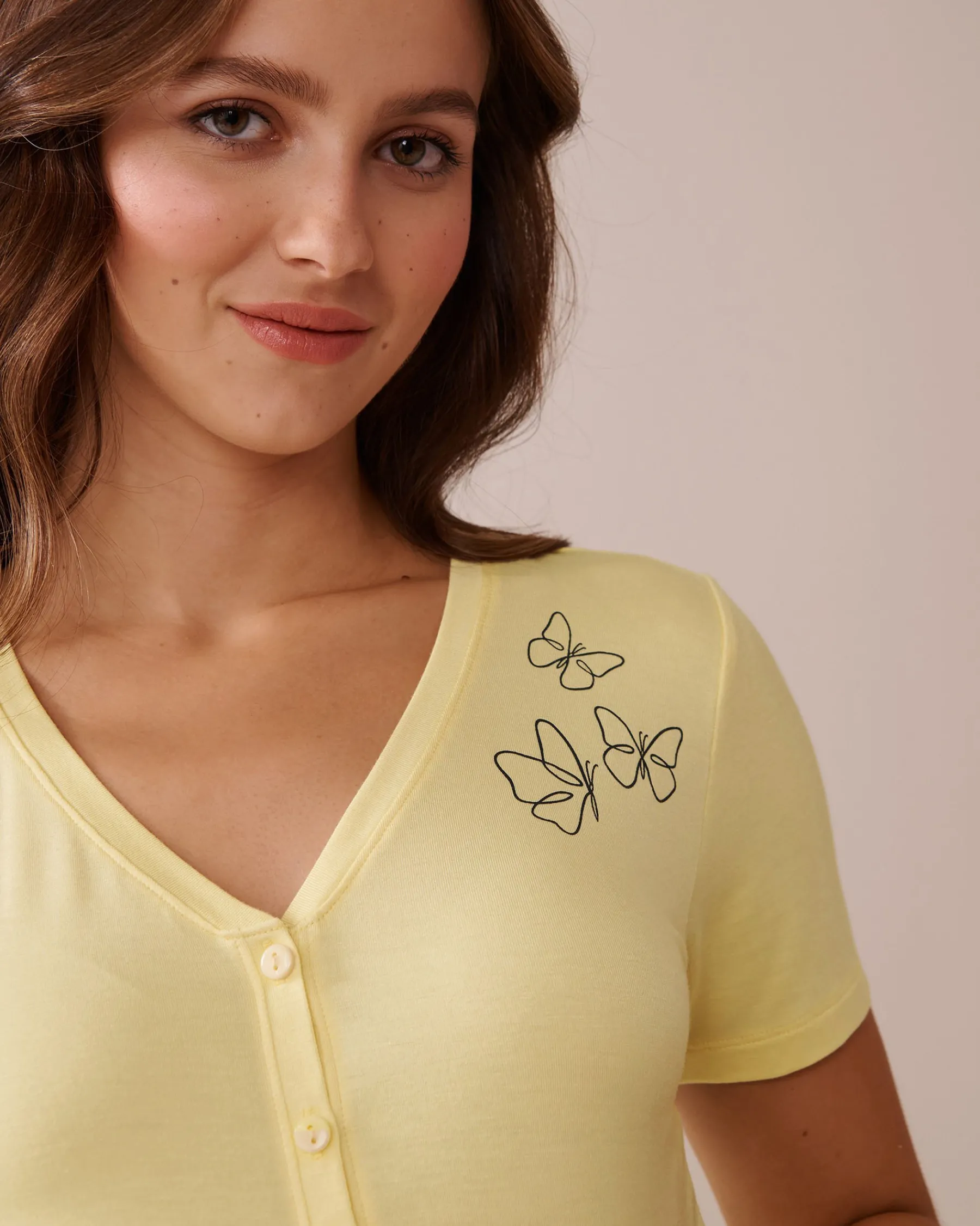 New Butterfly Print Soft Jersey Crop T-shirt Tops