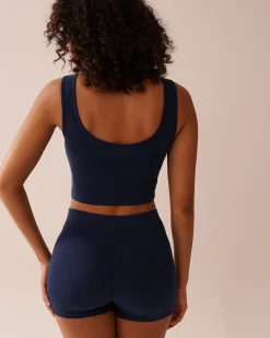 Best Button Detail Cotton Crop Cami Cotton Pajamas|Tops