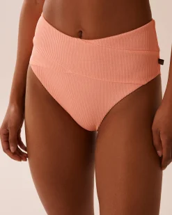 Ribbed High Waist Bikini Bottom Texture Play|Summer Romance