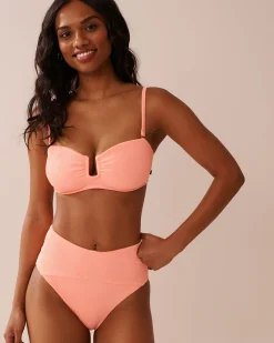 Ribbed High Waist Bikini Bottom Texture Play|Summer Romance