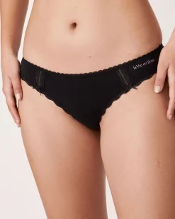 Clearance Cotton and Lace Detail Thong Panty Cotton Panties|Thong