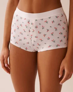 Clearance Cotton and Logo Elastic Band High Waist Boyleg Panty BOY Cotton Panties|Boyshort