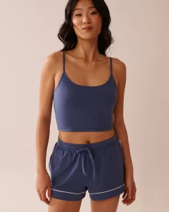 Online Cotton Crop Cami with Shelf Bra Cotton Pajamas|Tops