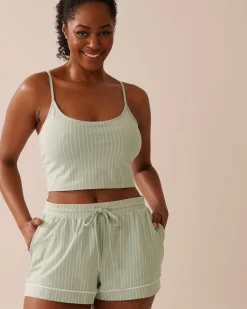 Hot Cotton Crop Cami with Shelf Bra Cotton Pajamas|Tops