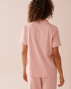 Cotton Short Sleeve Button-down Shirt Cotton Pajamas|Tops