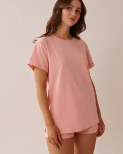 Outlet Cotton T-shirt with Pocket Cotton Pajamas|Tops