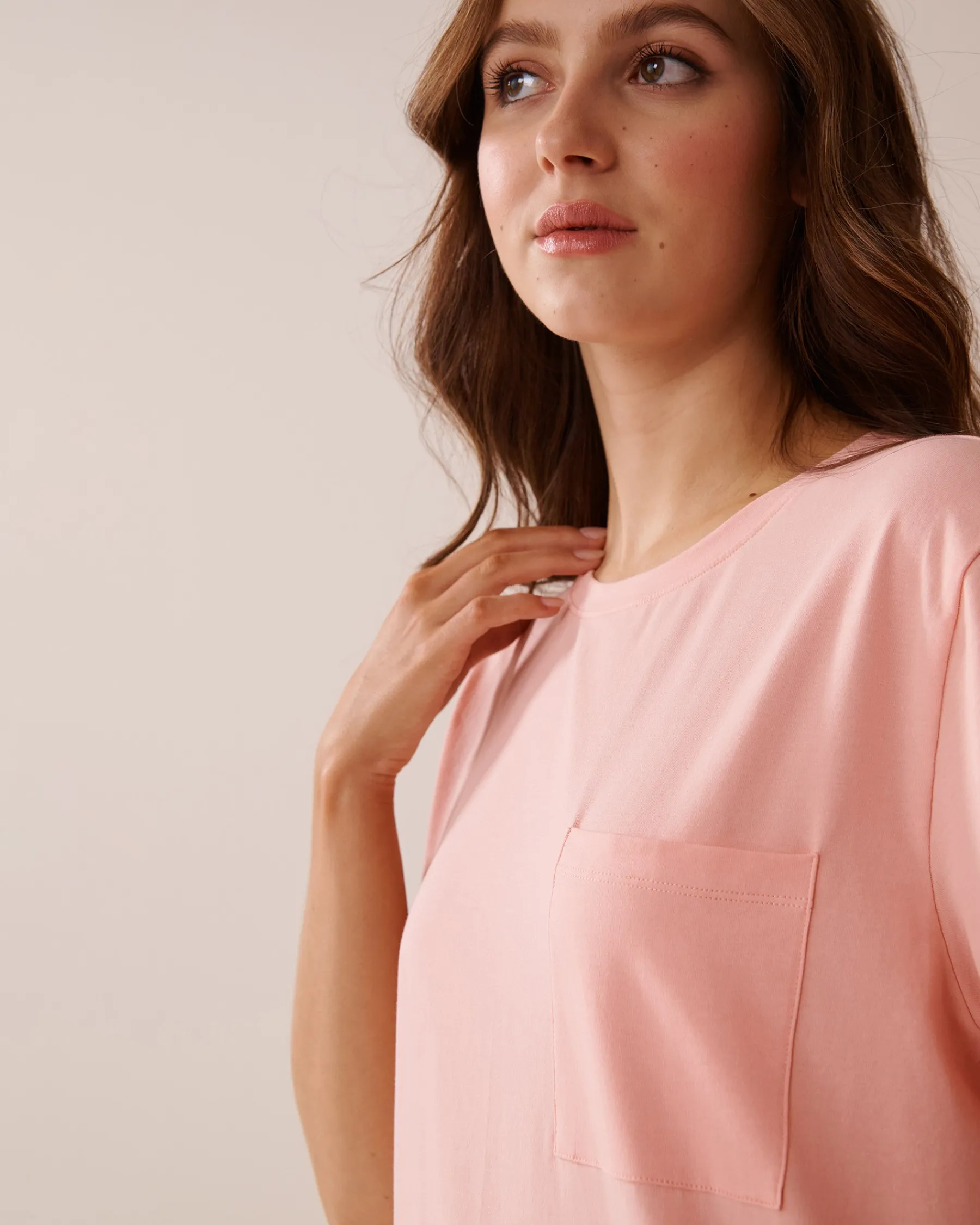 Outlet Cotton T-shirt with Pocket Cotton Pajamas|Tops