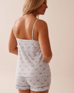 Discount Crab Print Super Soft Cami with Shelf Bra The Peachy Dream Collection|Tops