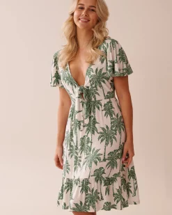 Sale Crepe Short Sleeve Dress Beachwear