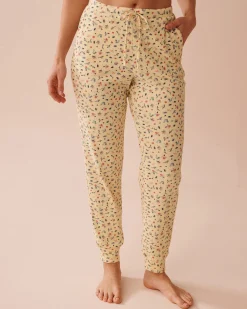 Best Ditsy Floral Print Ribbed Pants Bottoms