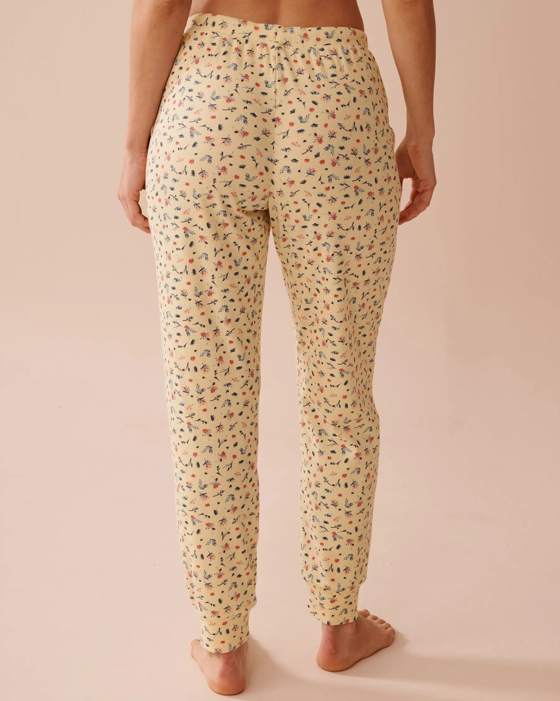 Best Ditsy Floral Print Ribbed Pants Bottoms