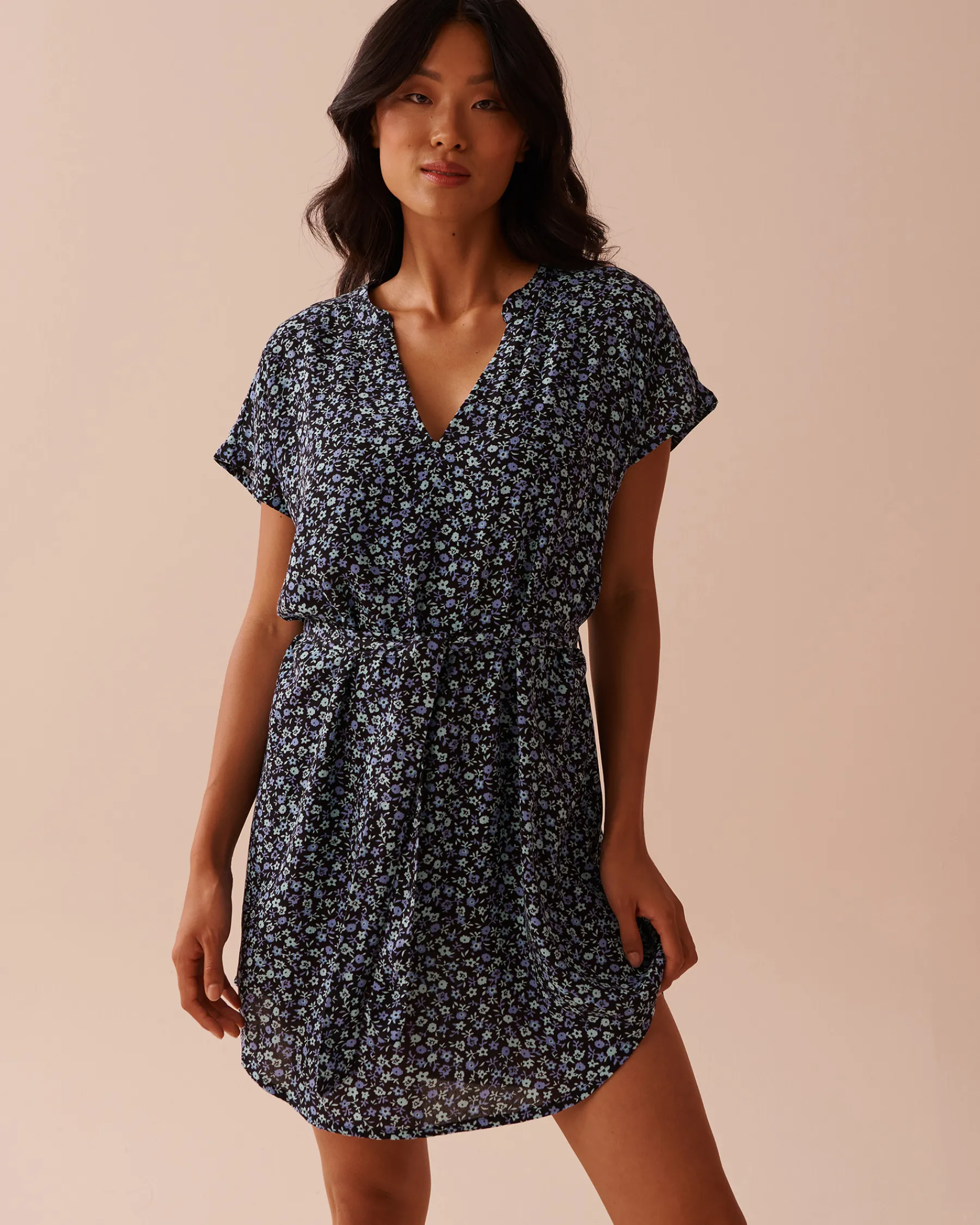 Discount Floral Gauze Short Dress Beachwear
