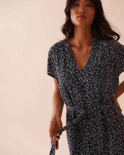 Discount Floral Gauze Short Dress Beachwear