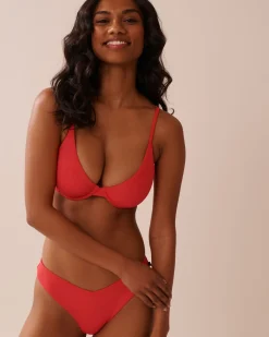 Online HIBISCUS Ribbed Thong Bikini Bottom Texture Play|Summer Romance