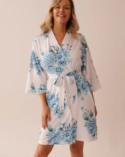 Hydrangea Print Super Soft Kimono The Peachy Dream Collection
