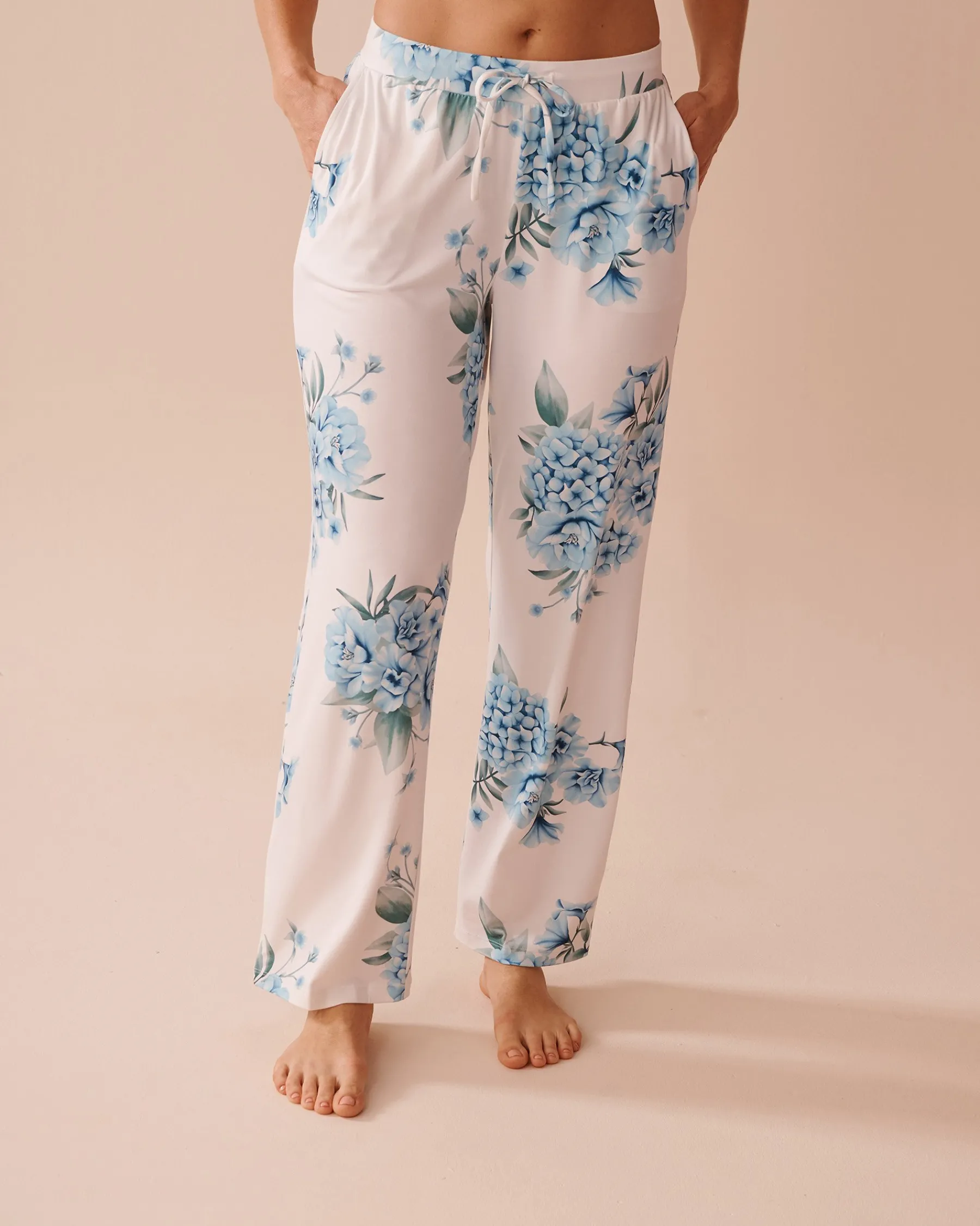Hot Hydrangea Print Super Soft Pajama Pants The Peachy Dream Collection|Bottoms