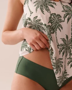 Online KHAKI PALM D Cup Flowy Tankini Top Supportive Swimwear|Tankinis