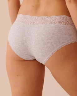 Sale Lace Trim Ribbed Hiphugger Panty Hiphugger