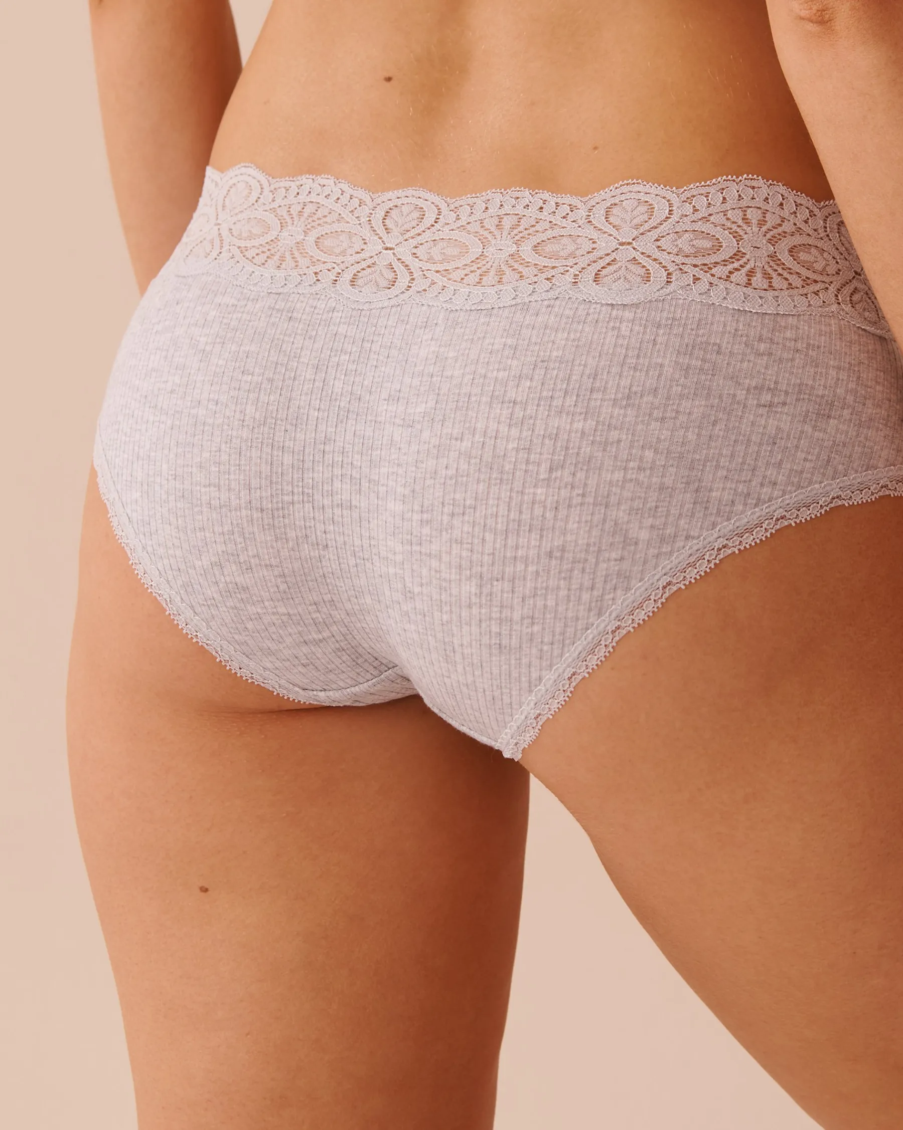 Sale Lace Trim Ribbed Hiphugger Panty Hiphugger