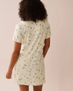 Clearance Lemon Print Super Soft Button-down Sleepshirt The Peachy Dream Collection|Nightshirts