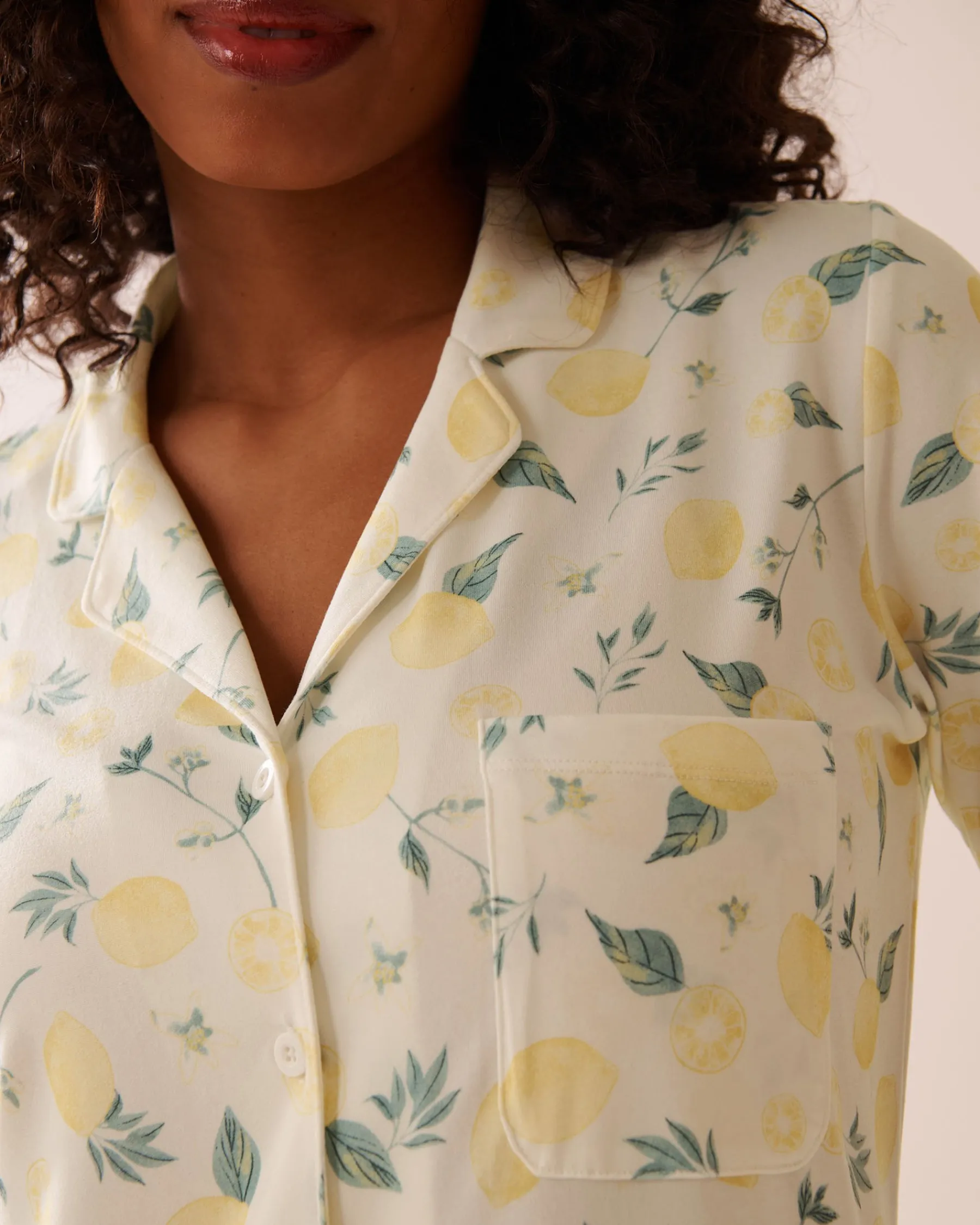 Clearance Lemon Print Super Soft Button-down Sleepshirt The Peachy Dream Collection|Nightshirts