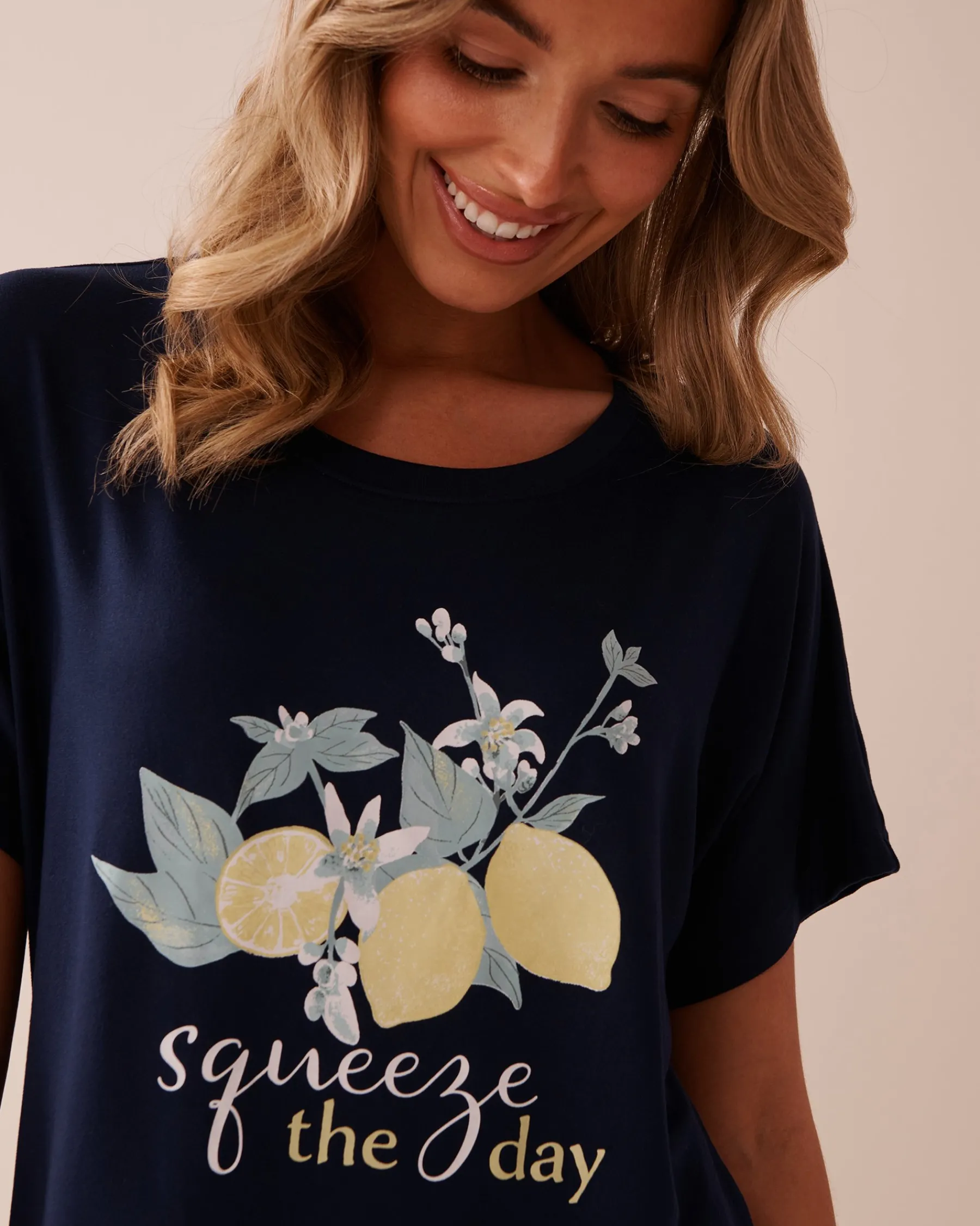 Outlet Lemon Print Super Soft Loose Fit T-shirt The Peachy Dream Collection|Tops