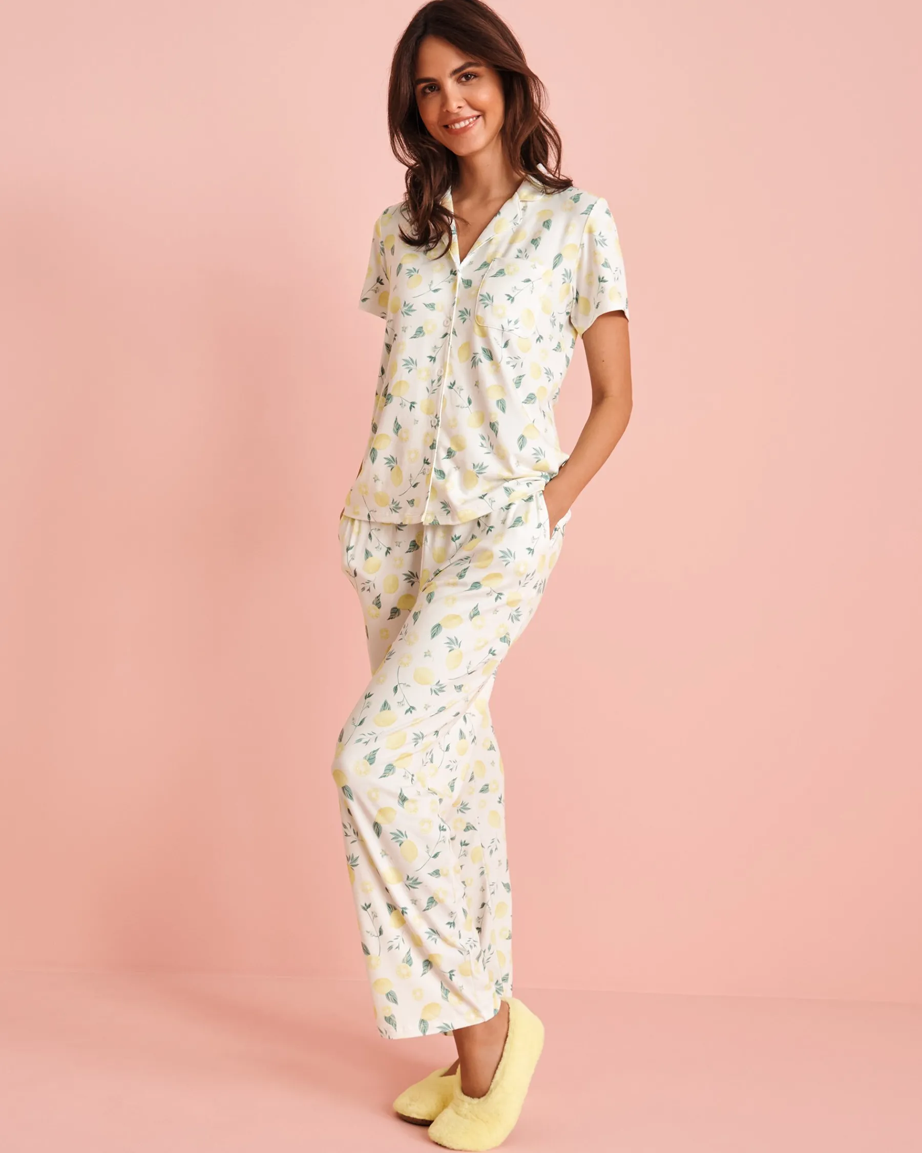 Hot Lemon Print Super Soft Pajama Pants The Peachy Dream Collection|Bottoms