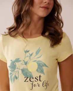 Best Lemon Print Super Soft T-shirt The Peachy Dream Collection|Tops