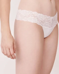 Discount Microfiber and Wide Lace Band Thong Panty Thong