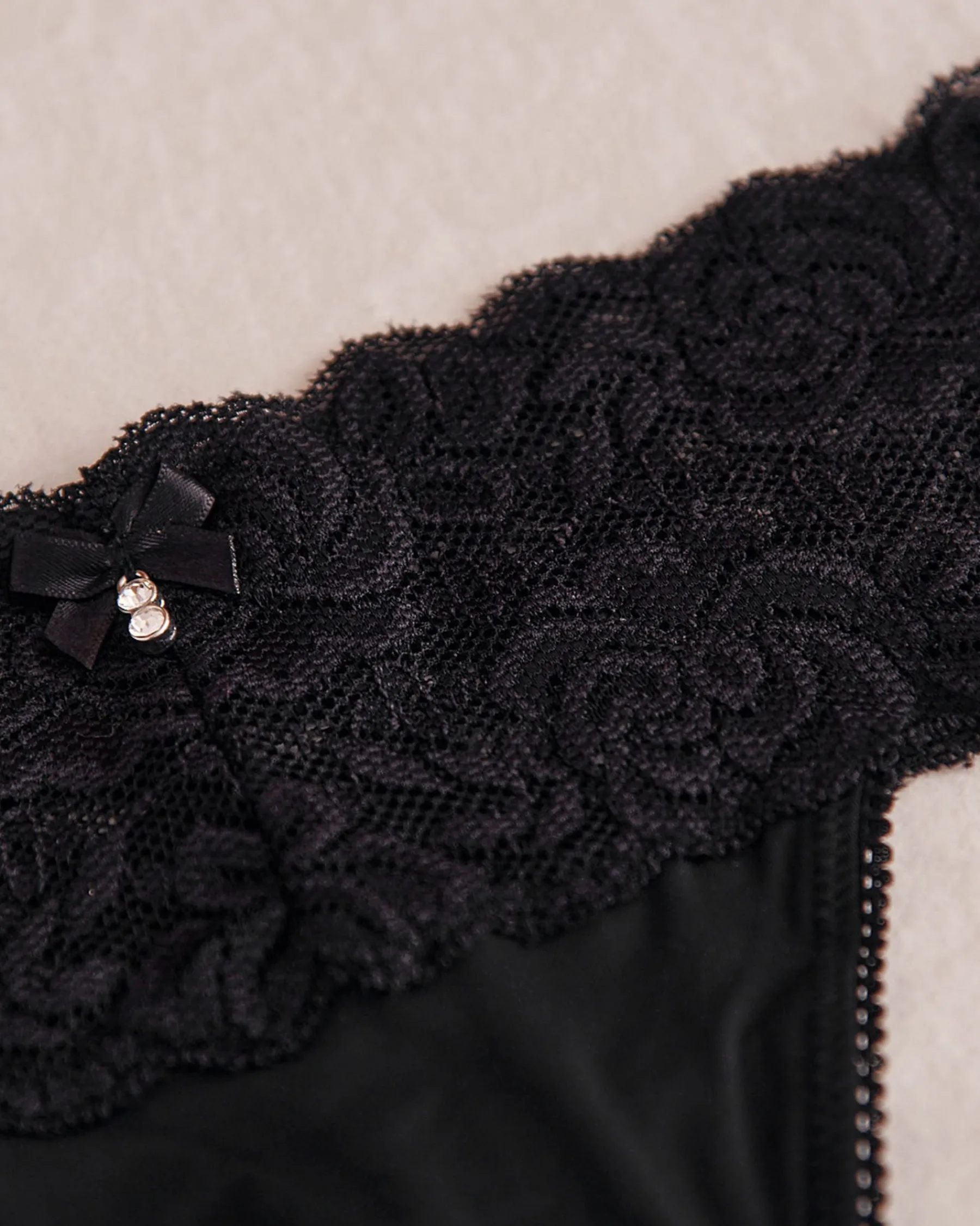 Online Microfiber and Wide Lace Band Thong Panty Thong