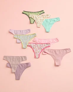 Outlet 10-Pack Cotton Thong Panty Panty Packs|Cotton Panties