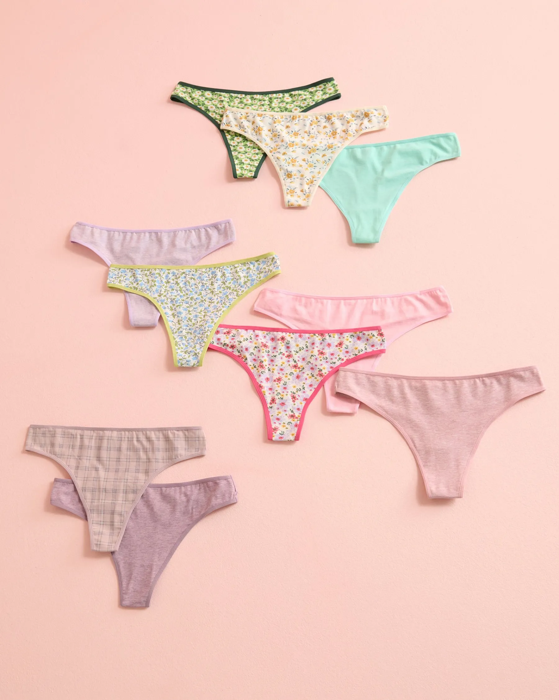 Outlet 10-Pack Cotton Thong Panty Panty Packs|Cotton Panties