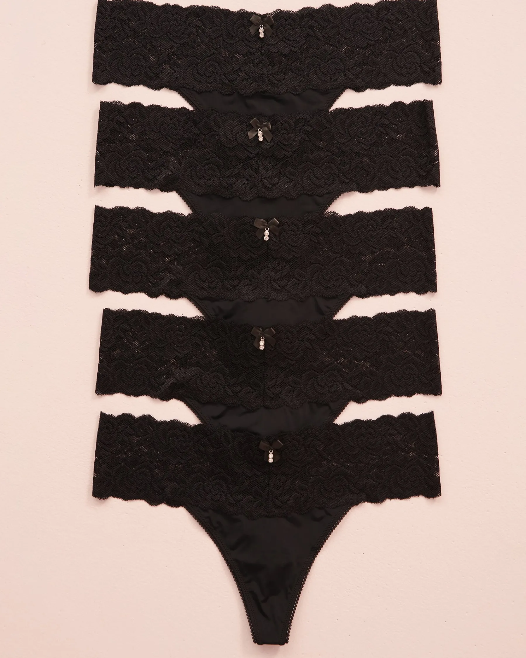 Discount 5-Pack Microfiber and Wide Lace Band Thong Panty Panty Packs|Thong