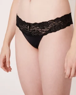 Discount 5-Pack Microfiber and Wide Lace Band Thong Panty Panty Packs|Thong