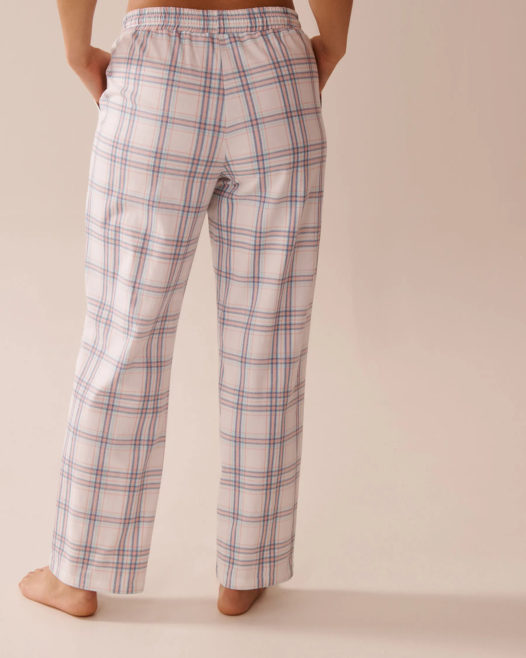 Hot Peach Plaid Cotton Pajama Pants Cotton Pajamas|Bottoms