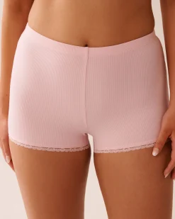 Ribbed Modal and Lace Trim Shorts Modal Pajamas|Bottoms