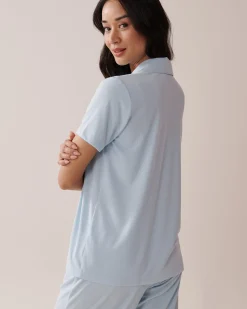 Best Ribbed Modal Button-down Shirt Modal Pajamas|Tops
