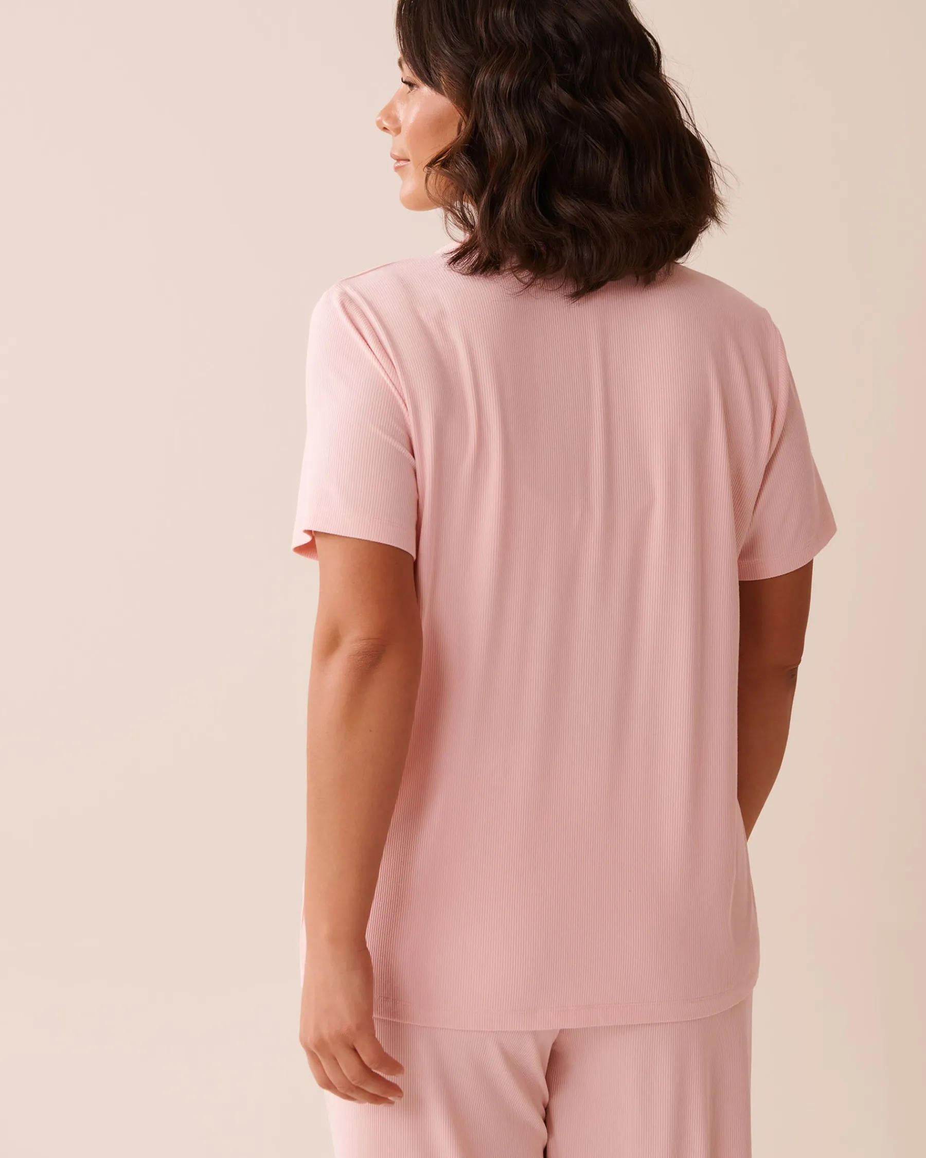 Ribbed Modal Button-down Shirt Tops|Modal Pajamas
