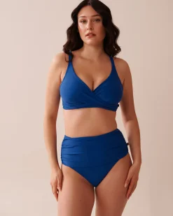 Best Recycled Fibers Draped High Waist Bikini Bottom A Splashing Escape|Eco-conscious Swimwear