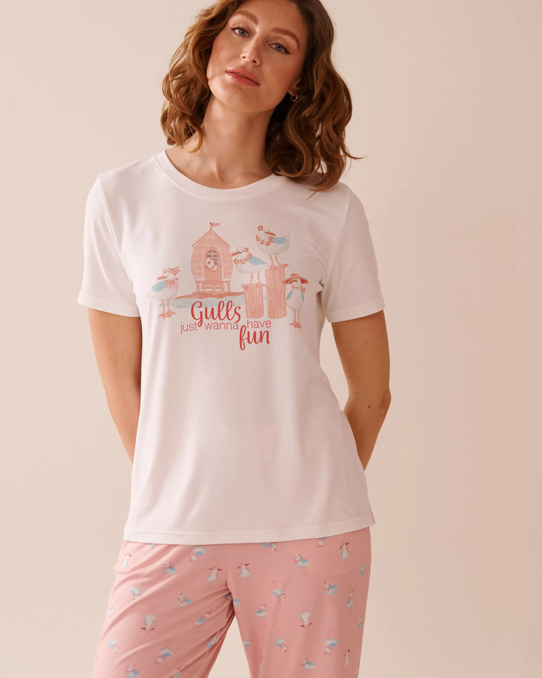 Clearance Seagull Print Super Soft T-shirt The Peachy Dream Collection|Tops